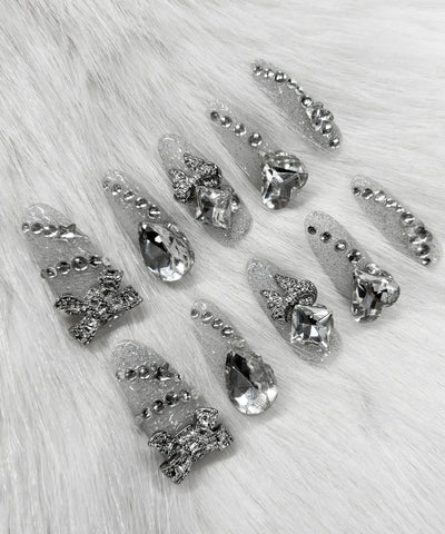 【 限定先行販売 】 bijou ribbon glitter flash nail tips