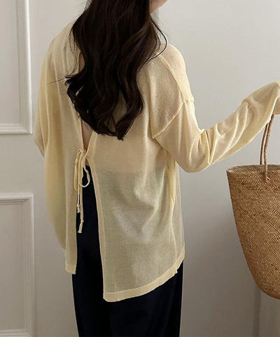 【 選べる７color 】ニュアンスカラーバックスリットオーバーシアーニット ／ nuance color back slit over sheer knit