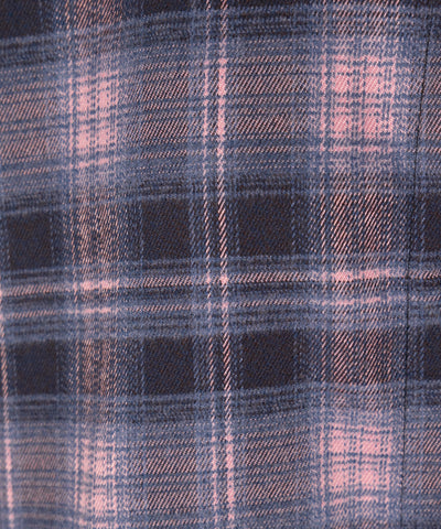 レースアップリボンスリムラインチェックネルシャツ ／ lace up ribbon slim line check flannel shirt