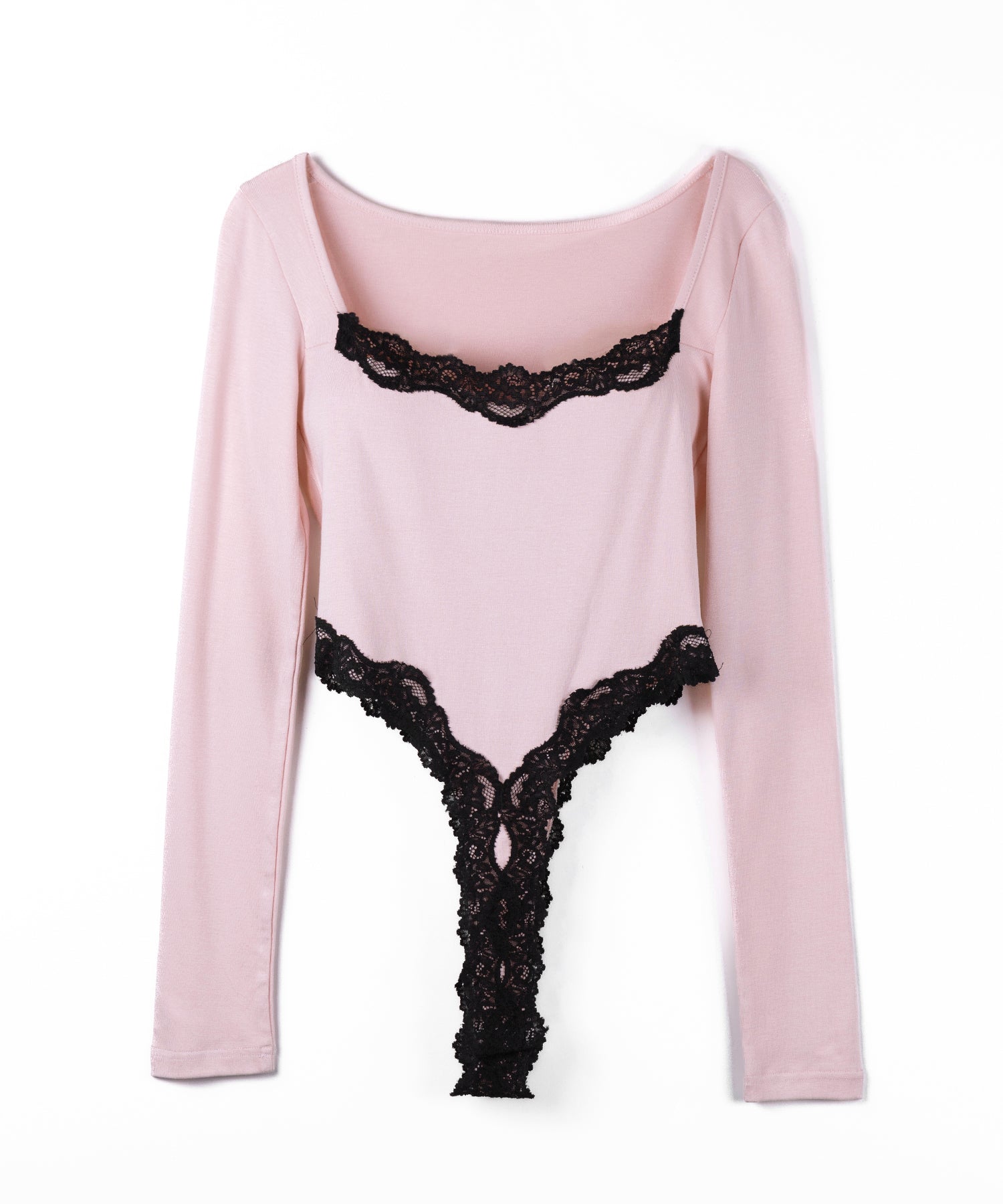 カットアウトレースポイントボディスーツトップス ／cutout lace point