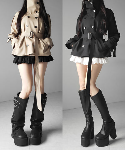２WAYスタンドカラーミドルトレンチコート ／ 2WAY stand collar middle trench coat