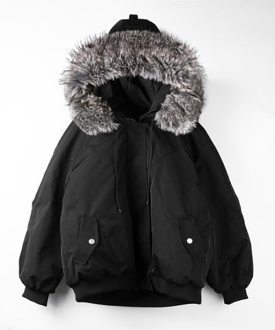 フェイクファーフーディビッグダウンジャケット ／ fake fur hoodie big down jacket