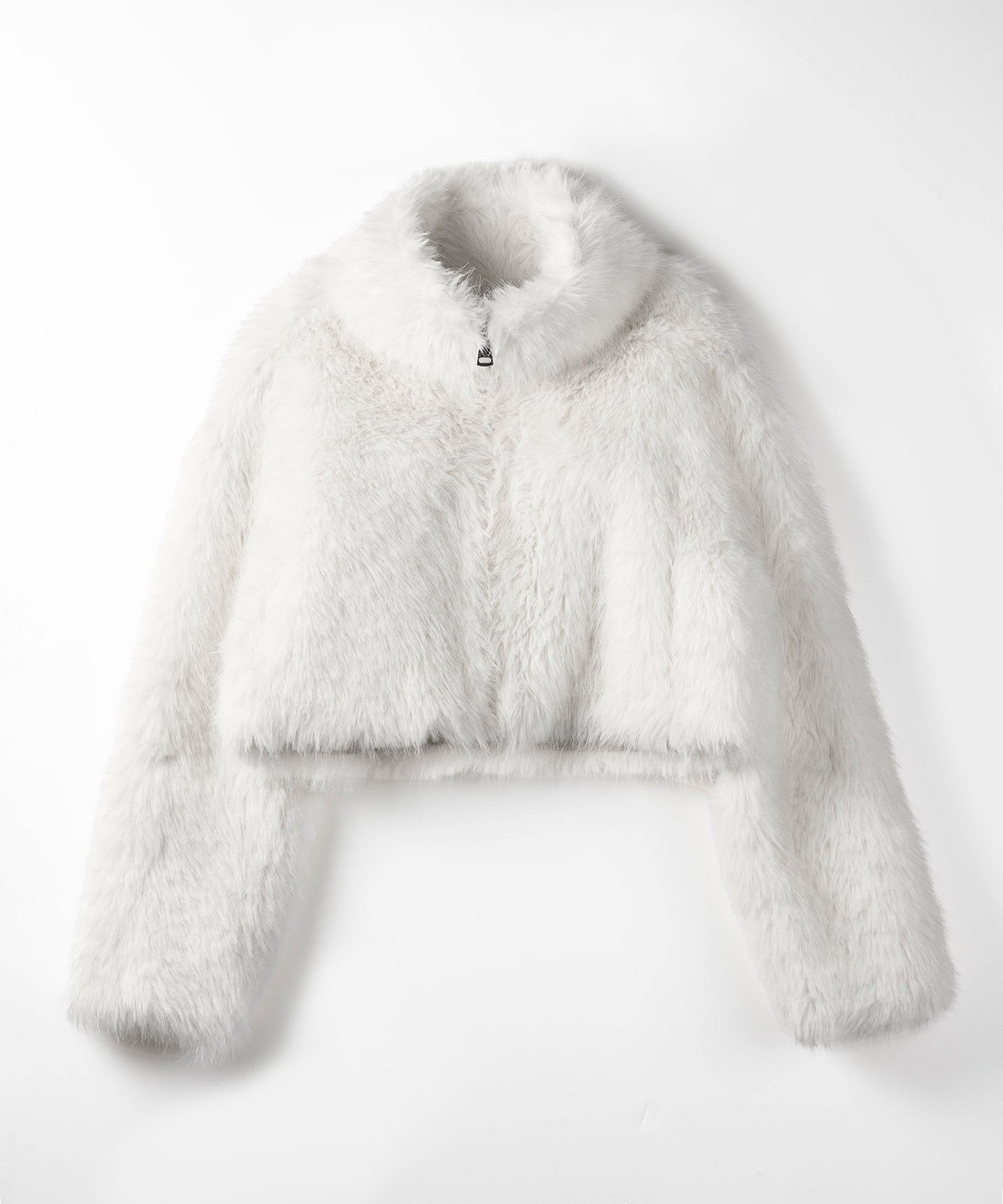 ジップアップスタンドカラーショートフェイクファーコート ／ zip up stand-collar short fake fur coat