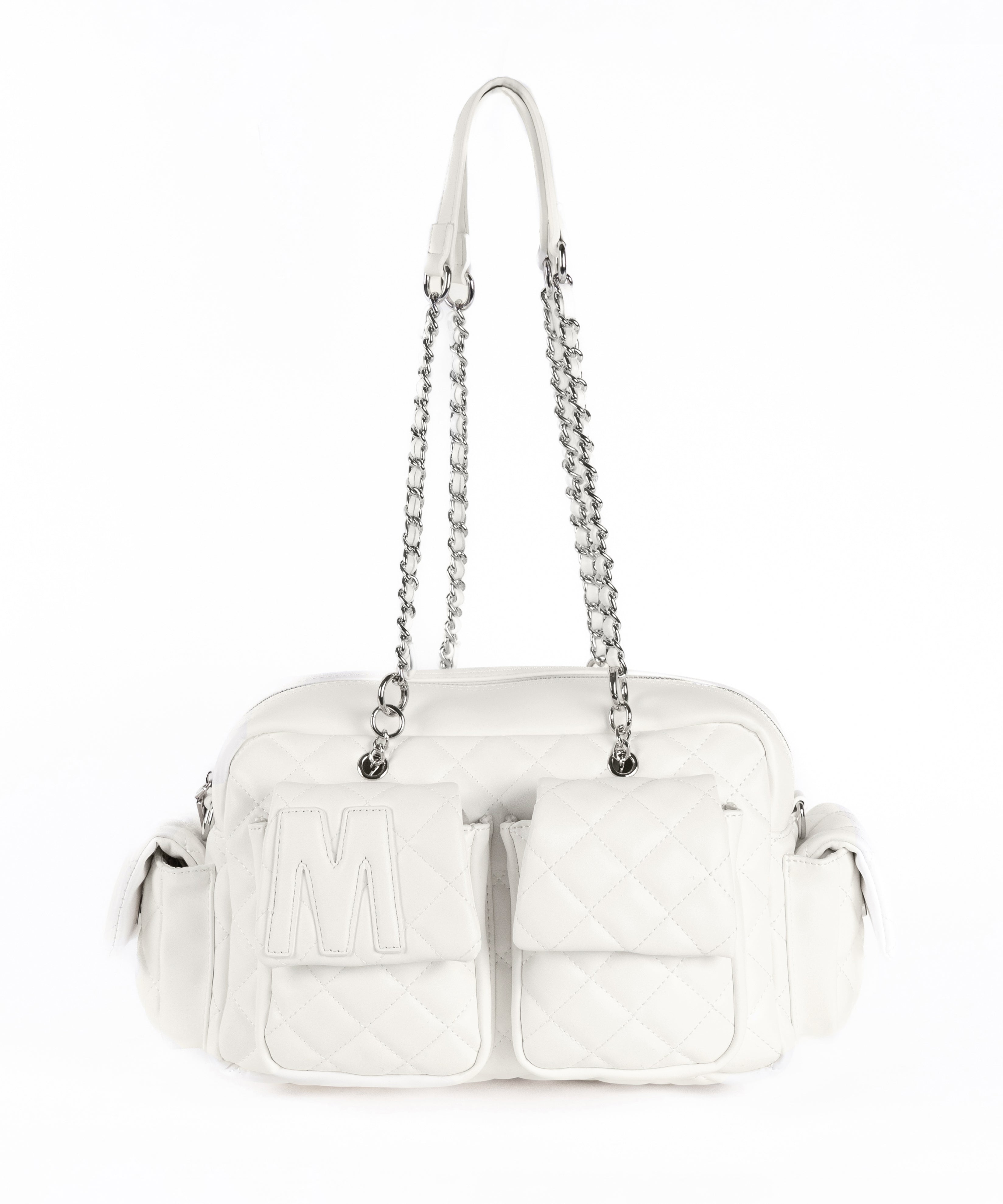 【 ２WAY 】Ｍロゴフェイクレザーキルティングチェーンショルダーバッグ ／ M logo fake leather quilting chain shoulder bag