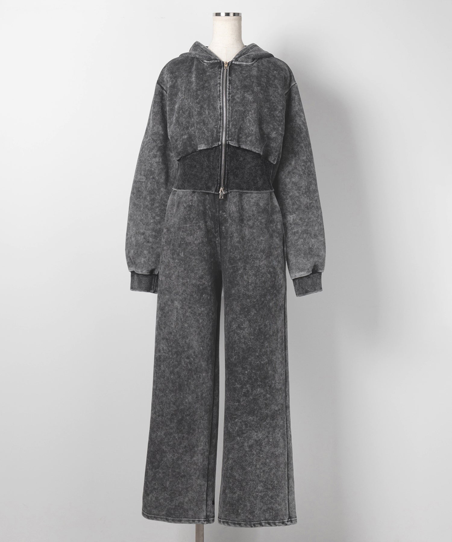 【 セットアップ 】ピグメントヴィンテージショートパーカー ＋ ワイドパンツ SET ／ pigment vintage short hoodie + wide pants SET