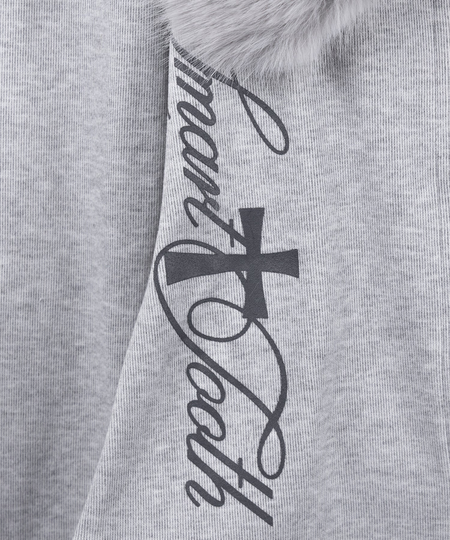 ファー襟クロスロゴジップアップリブカーディガン ／ fur collar cross logo zipup rib cardigan