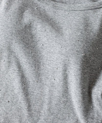 ラインストーンスクエアネックタイトＴシャツ ／Rhinestone square neck tight T-shirt