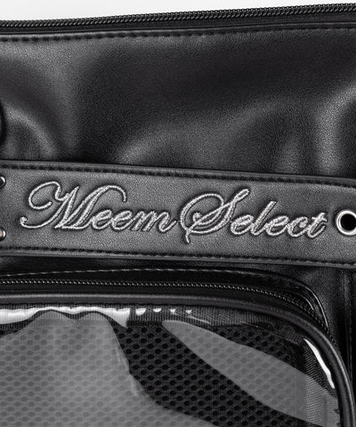 クリアポケット付きレタリング刺繍ショルダーバッグ ／ clear pocket lettering embroidery shoulder bag