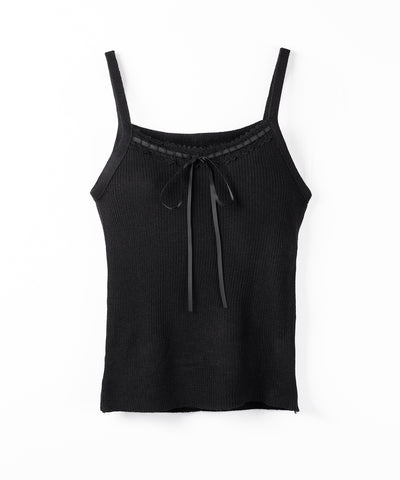 【 ２点セット 】リボンリブニットキャミソール ＋ カーディガンセット / ribbon rib knit camisole + cardigan set