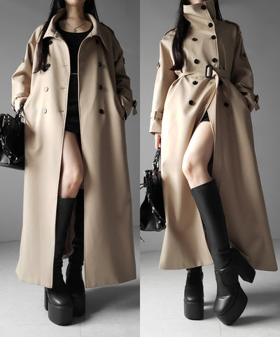２WAYスタンドカラーオーバーロングトレンチコート ／ 2WAY stand collar over long trench coat