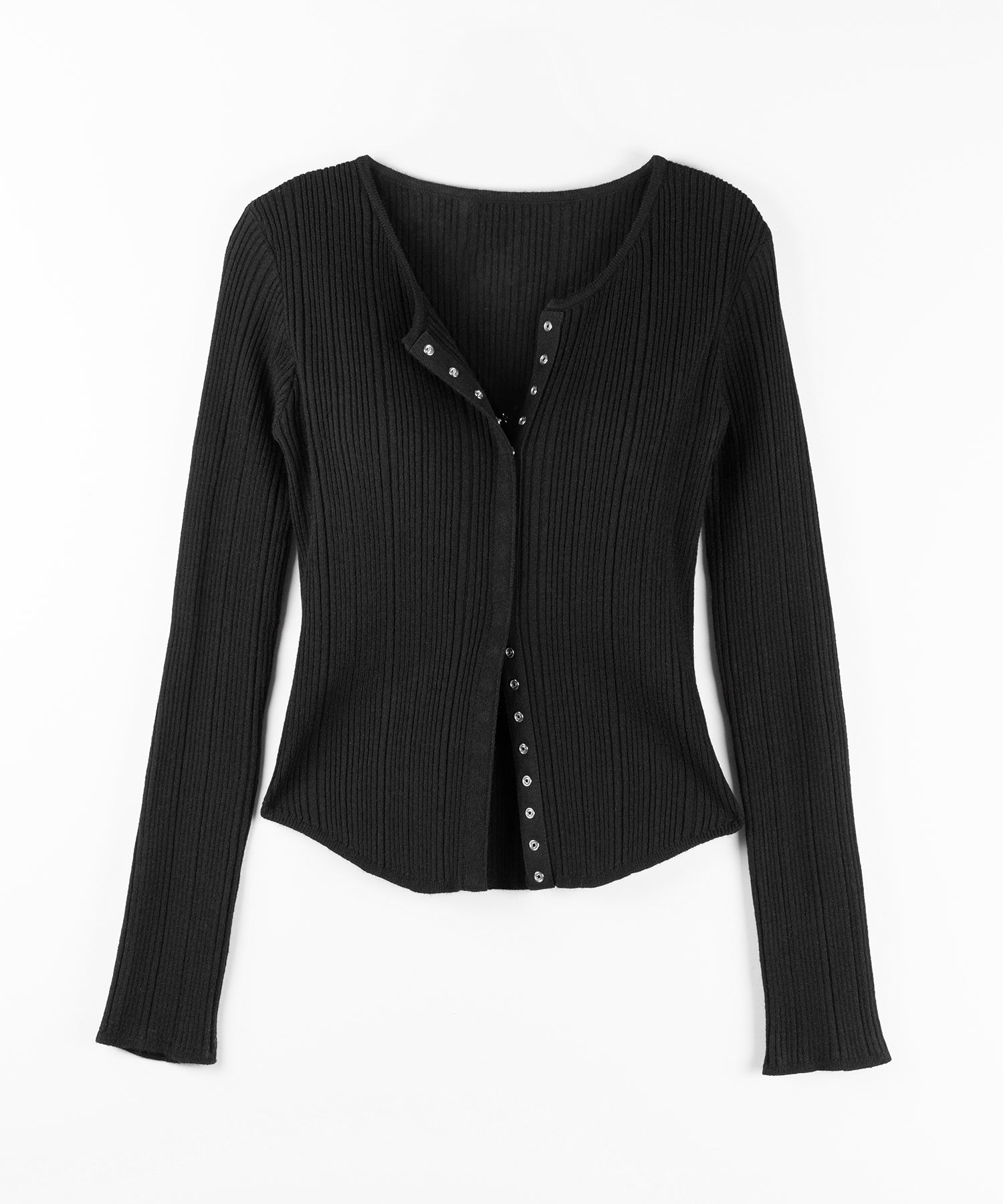 【 ３color 】スナップボタンリブニットスリムカーディガン ／ snap button rib knit slim cardigan