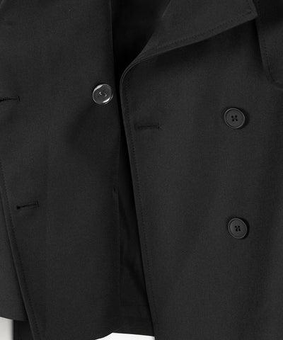 【 上下セットアップ 】ウエストマークショートトレンチコート ＋ タックワイドスラックスパンツ SETUP ／ Waist-mark short trench coat + tuck wide slacks pants