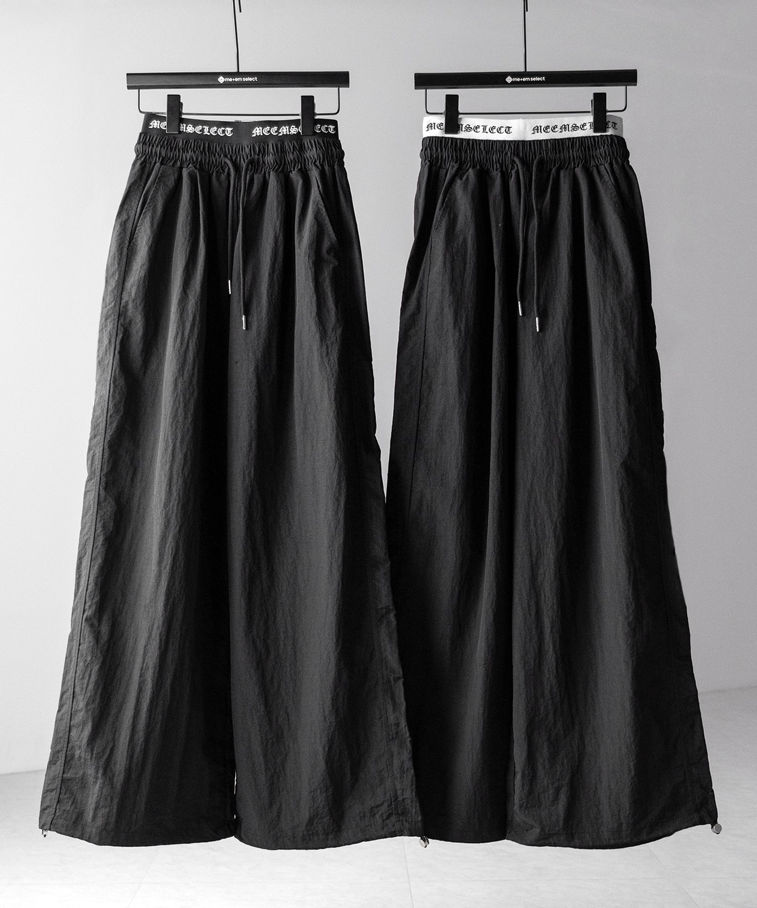 【 ２color ／ 裾絞り可能 】ウエストロゴナイロンライクワッシャーワイドパンツ ／ waist logo nylon-like washer wide pants