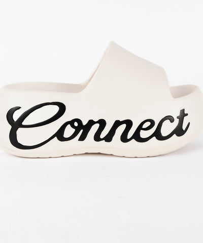 レタリングロゴ厚底スライドサンダル ／ lettering logo platform slide sandals