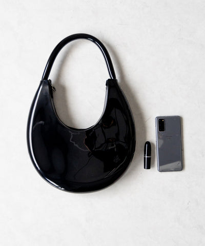 【 ２color 】 PVC ハーフムーンショルダーバッグ ／ PVC HALF MOON SHOULDER BAG