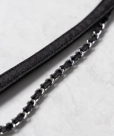 【２WAY 】キルティングチェーンデニムフラップショルダーバッグ ／ quilting chain denim flap shoulder bag