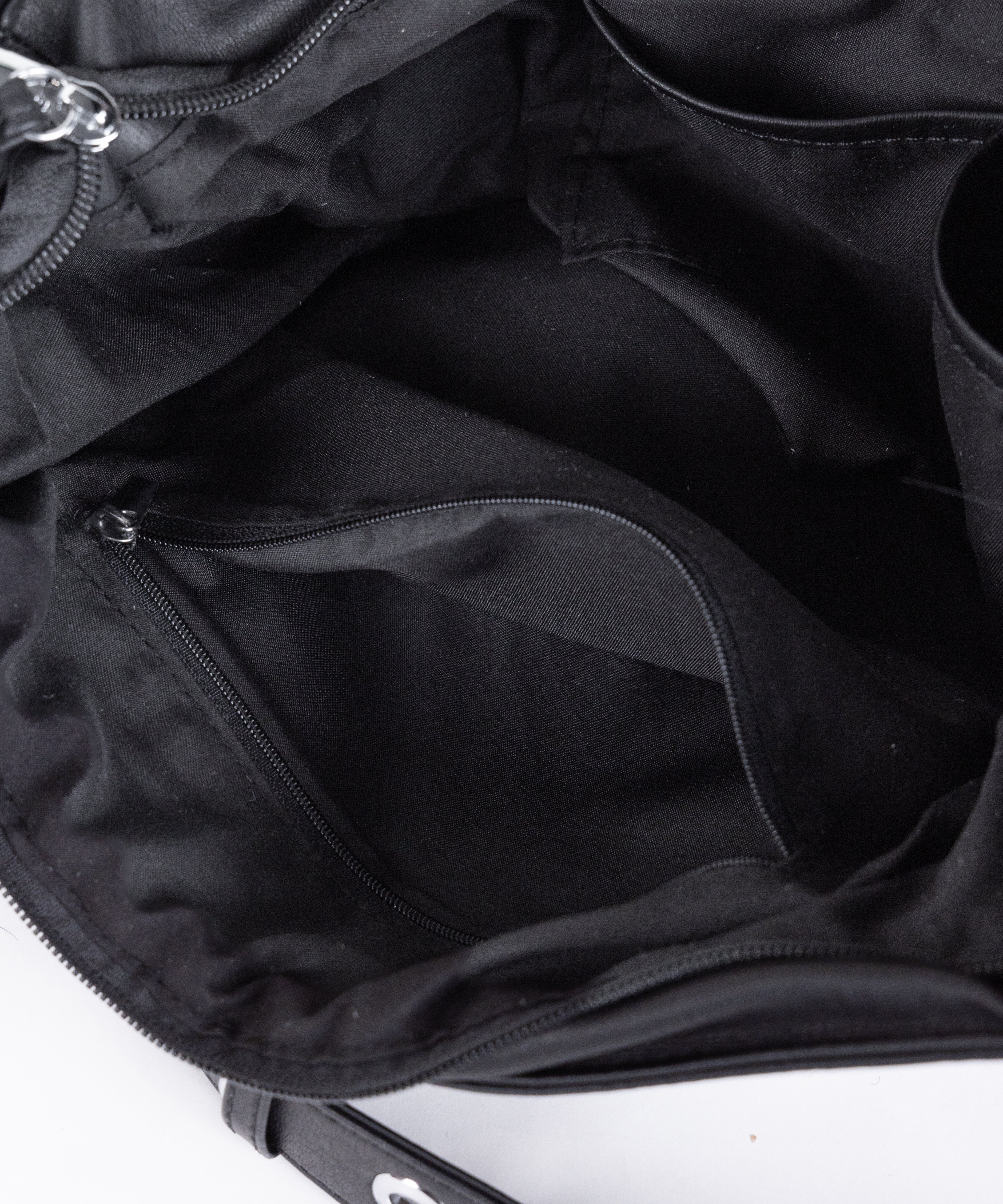 【 A4収納可 】ミニポーチ付きスタッズベルトヴィンテージフェイクレザーショルダーバッグ ／ mini poach SET studs belt vintage fake leather shoulder bag