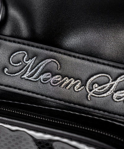 クリアポケット付きレタリング刺繍ショルダーバッグ ／ clear pocket lettering embroidery shoulder bag