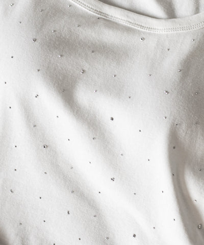 ラインストーンスクエアネックタイトＴシャツ ／Rhinestone square neck tight T-shirt