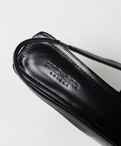 【 ２color 】ポインテッドトゥチャンキーヒールメタリックミュール ／ pointed toe chunky heel metallic mules
