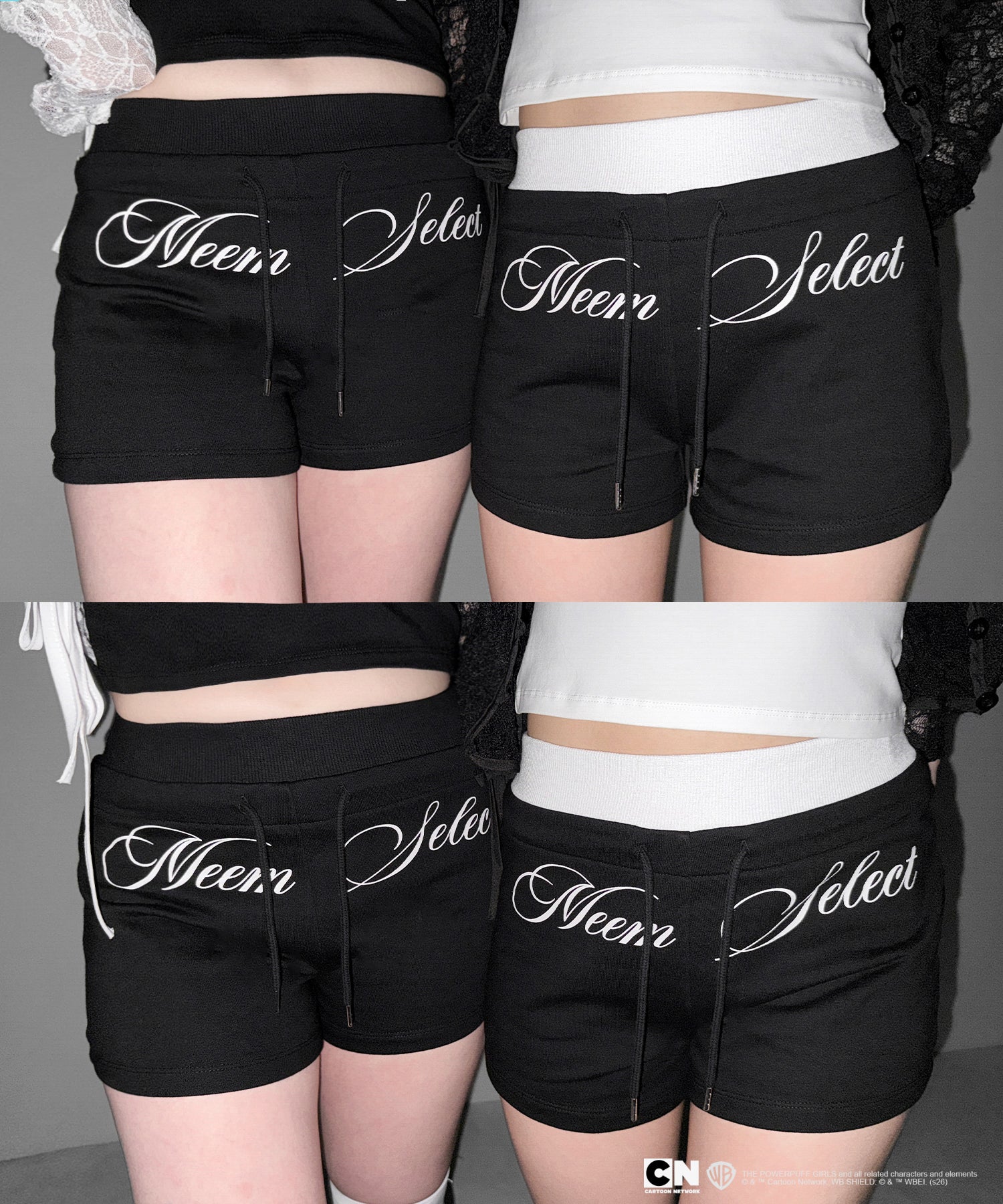 【THE POWERPUFF GIRLS】SETUP パワーパフガールズスクエアネックスリムキャミソール＆レタリングロゴショートパンツ / square neck slim camisole & lettering logo short pants