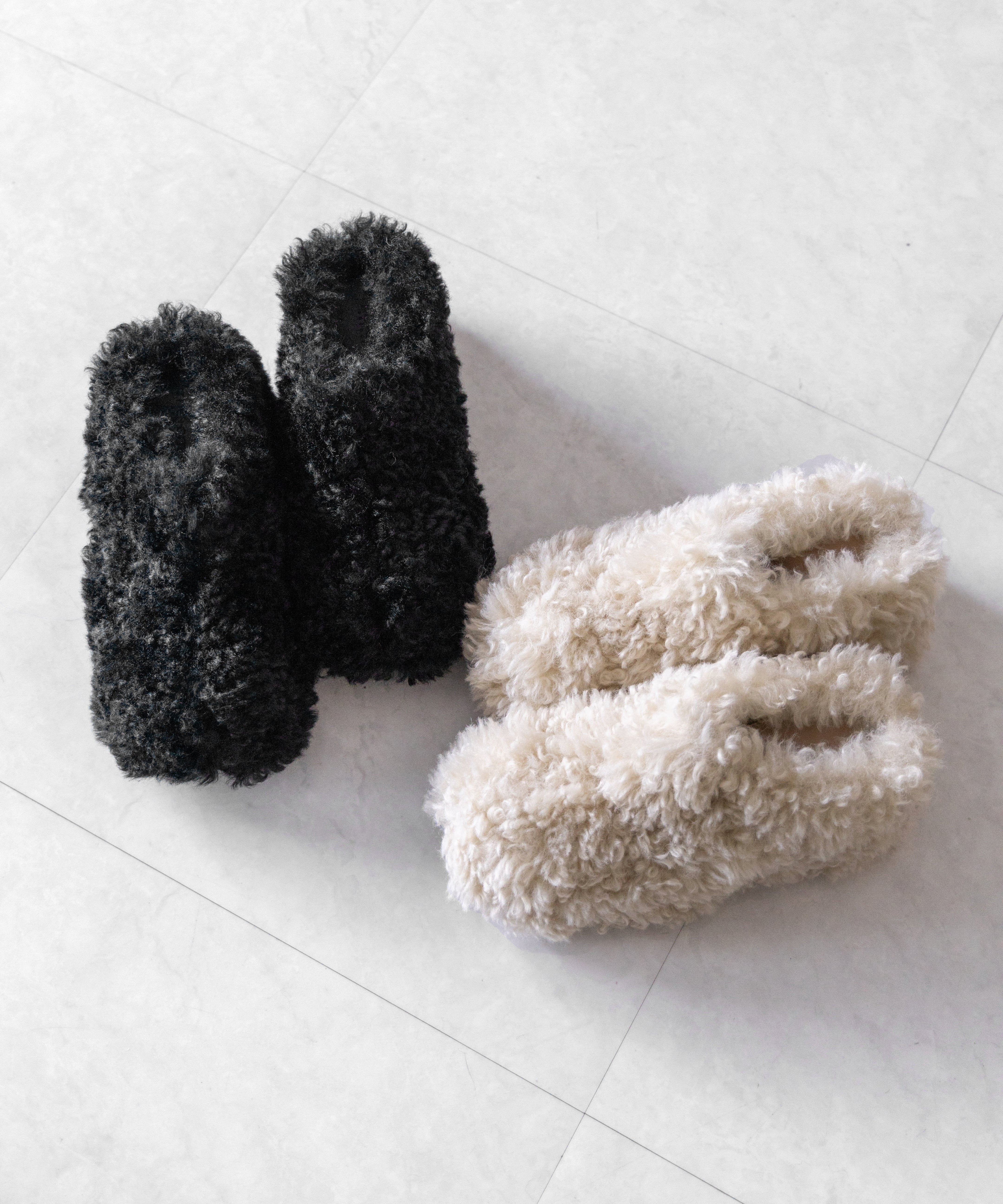 厚底テディボアサボサンダル ／ platform teddy boa sabo sandals