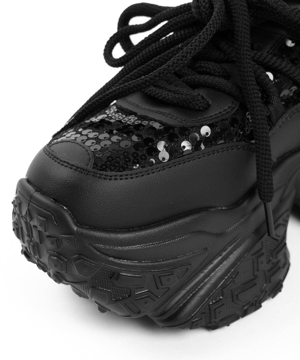 【 +10.5cm盛れ 】スパンコールレースアップ厚底スニーカー ／ +10.5cm spangle lace-up platform sneakers