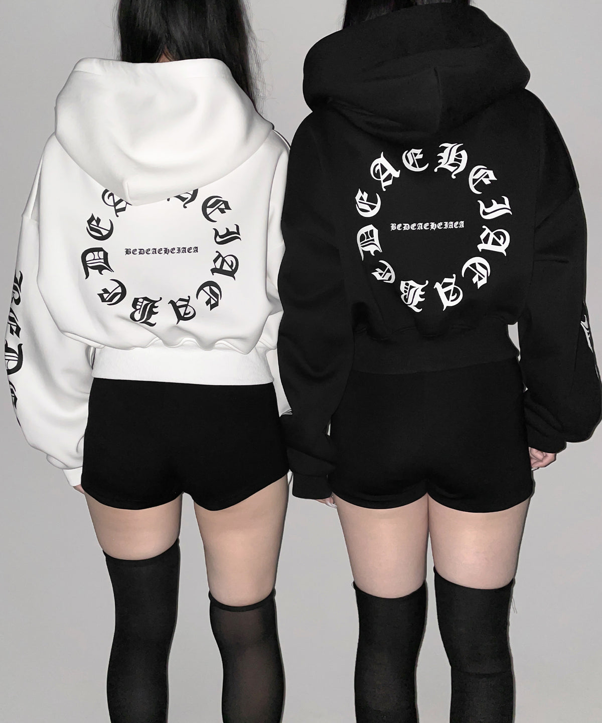 グランジロゴダブルジップショートパーカー ／ grunge logo double zip short hoodie