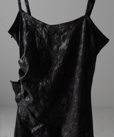 【 ２color 】ヴィンテージスエードアシンメトリーフリルキャミワンピース ／ vintage suede asymmetry frill cami onepiece