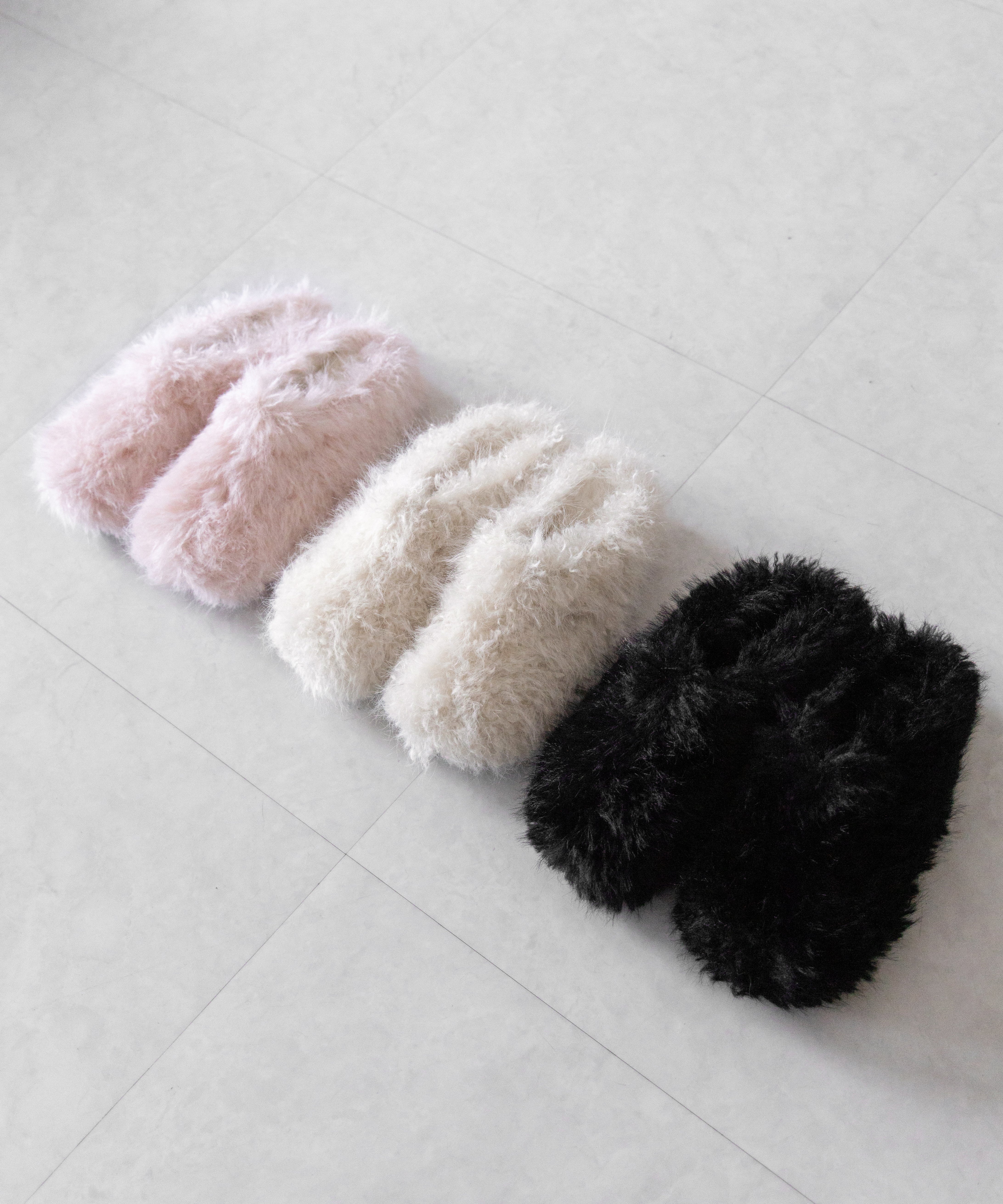 クリンクルフェイクファールームシューズ ／ crinkle fake fur room shoes
