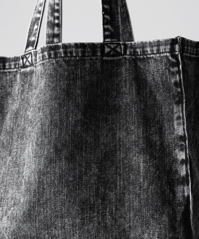 【 ２color 】ヴィンテージケミカルブリーチビッグスクエアデニムトートバッグ ／ vintage chemical bleach big square denim tote bag