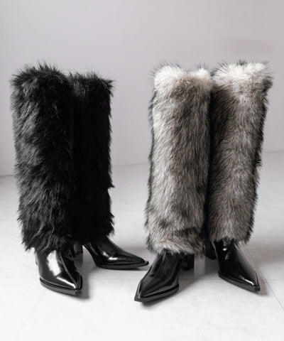 ミックスフェイクファーロングカバーブーツ ／ mix fake fur long cover boots