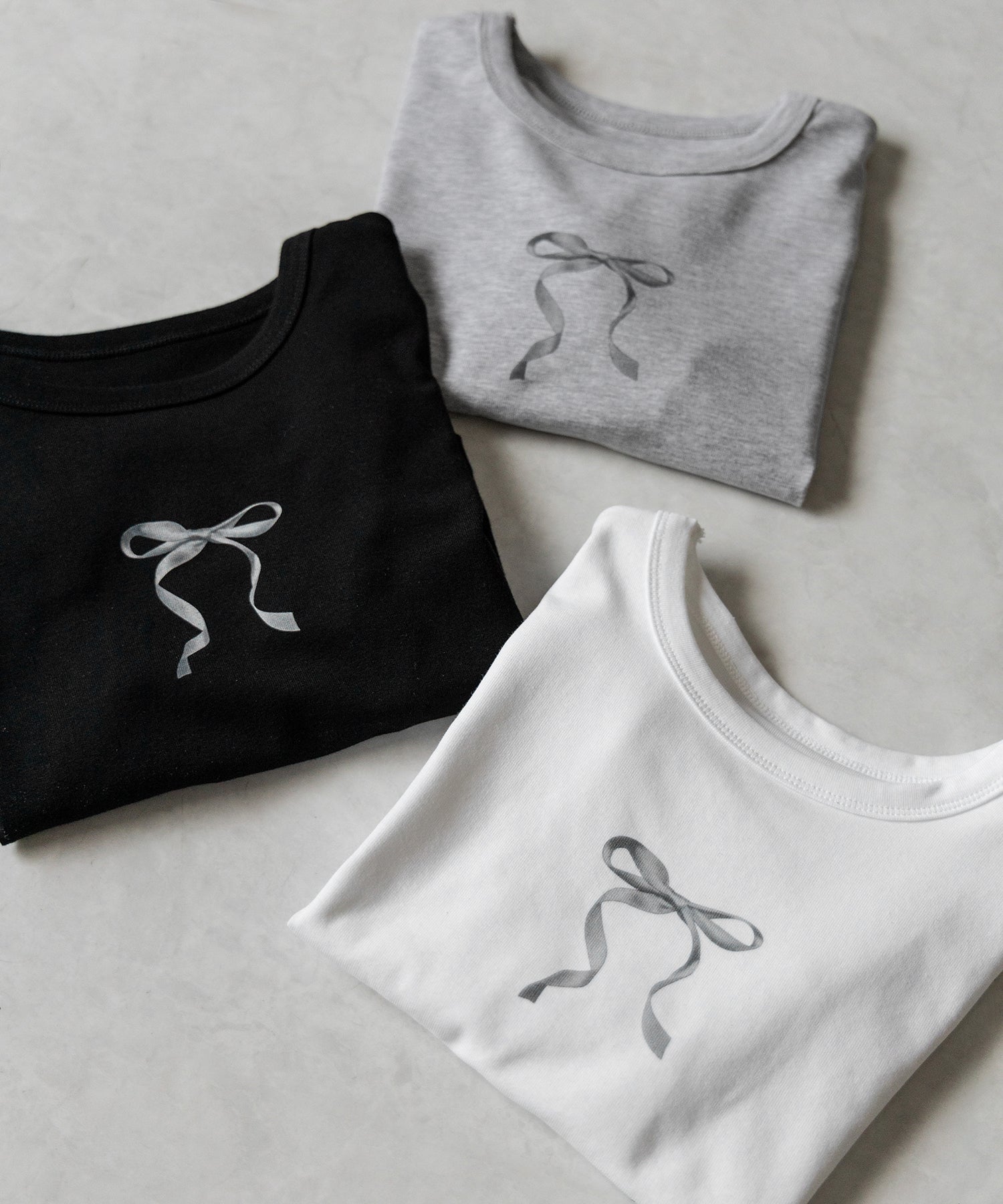 【 ４color 】ミニリボンショートちびＴシャツ ／mini ribbon short chibi Tee