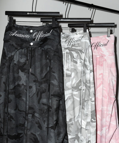 ロゴガーターカモフラタックワイドパンツ ／ logo garter camouflage tuck wide pants