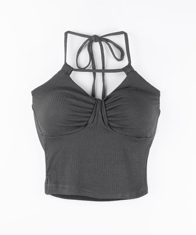【 ２点セット 】 ２WAYストラップリブキャミソール ＋ フロントリボンショートカーディガン SET ／ 2WAY strap lib camisole + front ribbon short cardigan