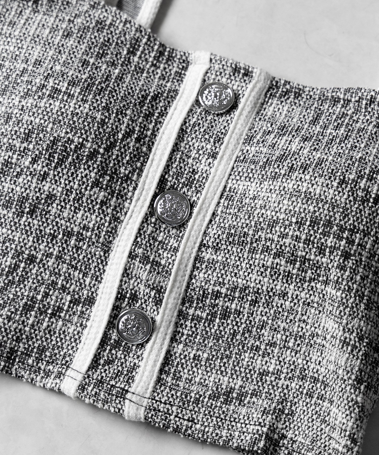 【 セットアップ】ツイードボタンショートビスチェ ＋ ミニスカート ＳＥＴ ／ 【 SETUP 】tweed button short buister ＋ mini skirt SET