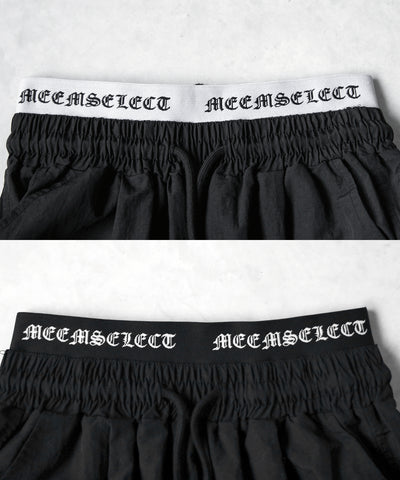 【 ２color ／ 裾絞り可能 】ウエストロゴナイロンライクワッシャーワイドパンツ ／ waist logo nylon-like washer wide pants
