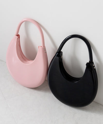 【 ２color 】 PVC ハーフムーンショルダーバッグ ／ PVC HALF MOON SHOULDER BAG