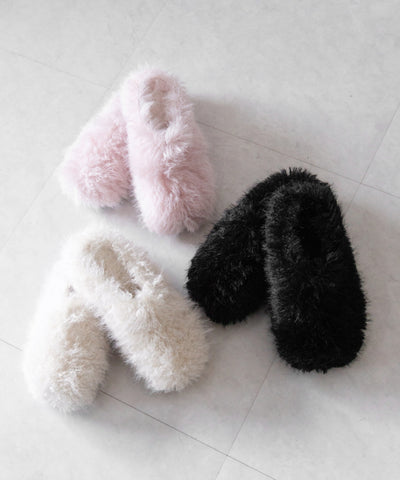 クリンクルフェイクファールームシューズ ／ crinkle fake fur room shoes