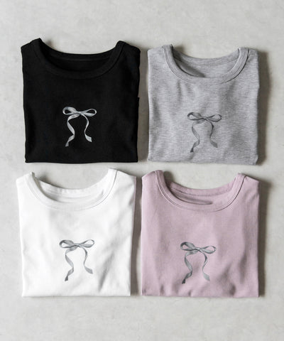 【 ４color 】ミニリボンショートちびＴシャツ ／mini ribbon short chibi Tee