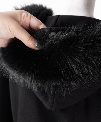 【 セットアップ 】ファーフードショートパーカー＆スウェットフレアパンツ ／ Fur short hoodie ＆ sweat flare pants SETUP