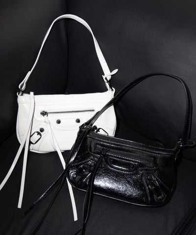 【 ショルダーストラップ付き２WAY 】ヴィンテージライクグランジミニハンドバッグ／ vintage like grunge mini hand bag