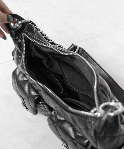 【 ２WAY 】アウトポケットキルティングチェーンショルダーバッグ ／ 2WAY out pocket quilting chain shoulder bag