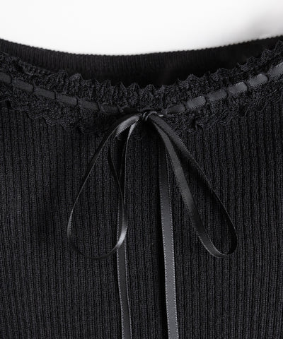 【 ２点セット 】リボンリブニットキャミソール ＋ カーディガンセット / ribbon rib knit camisole + cardigan set