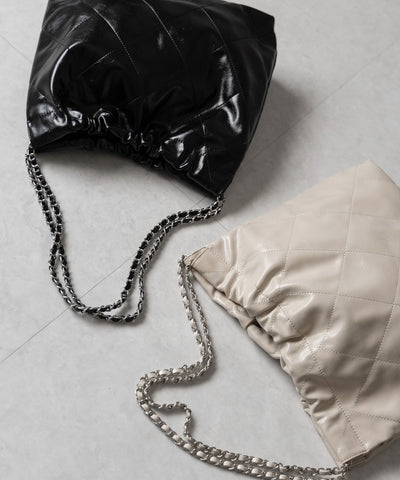 【 ２color 】キルティングチェーントートショルダーバッグ ／ quilting chain tote shoulder bag