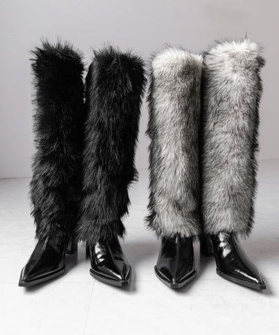 ミックスフェイクファーロングカバーブーツ ／ mix fake fur long cover boots