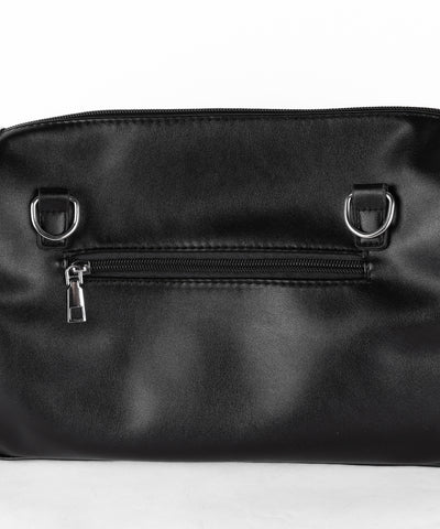 クリアポケット付きレタリング刺繍ショルダーバッグ ／ clear pocket lettering embroidery shoulder bag