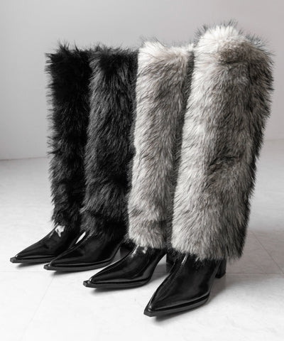 ミックスフェイクファーロングカバーブーツ ／ mix fake fur long cover boots
