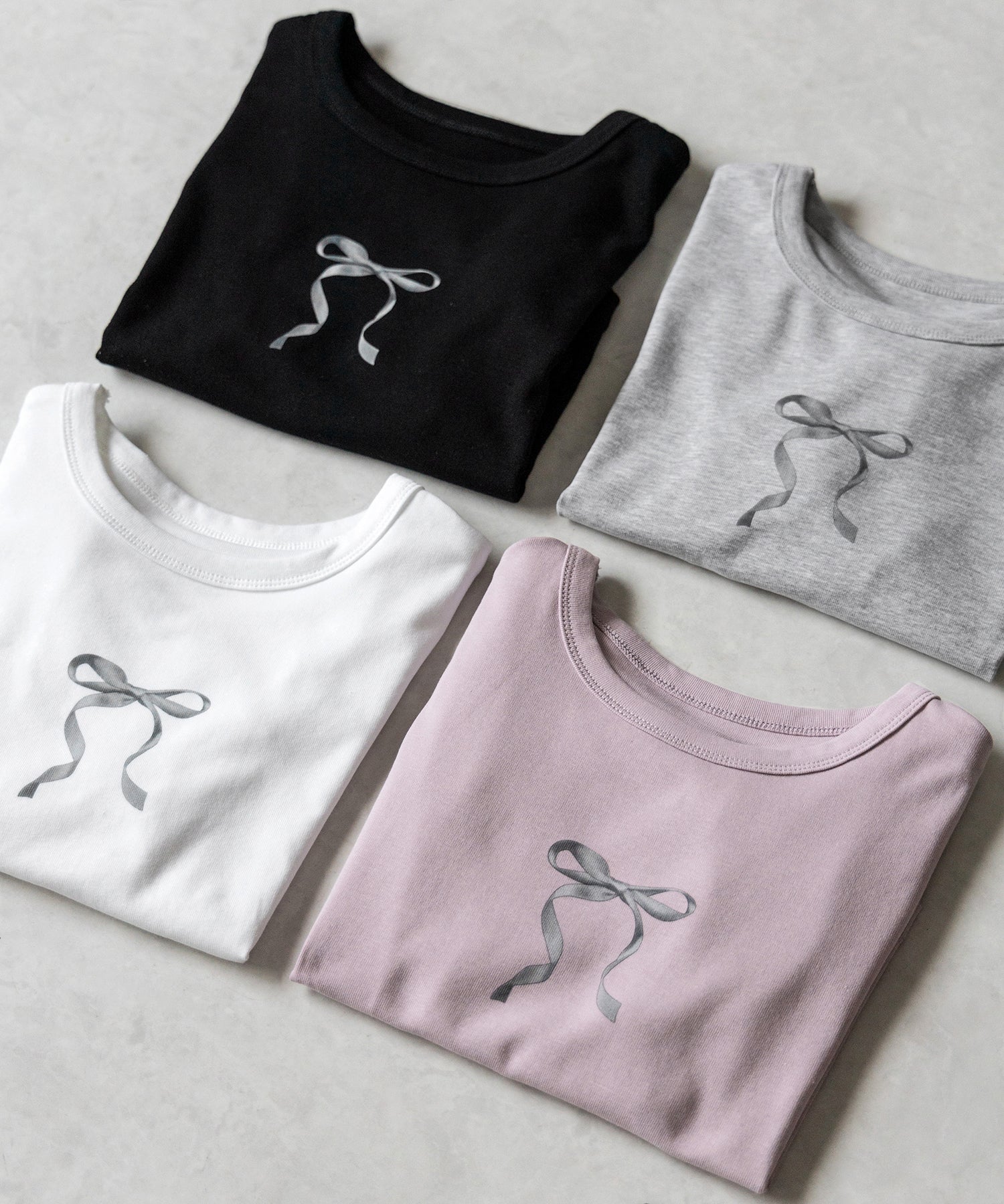 【 ４color 】ミニリボンショートちびＴシャツ ／mini ribbon short chibi Tee