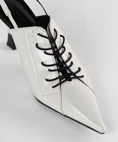 【 ３color 】ポインテッドトゥレースアップスニーカーミュール ／ pointed toe lace up sneaker mules